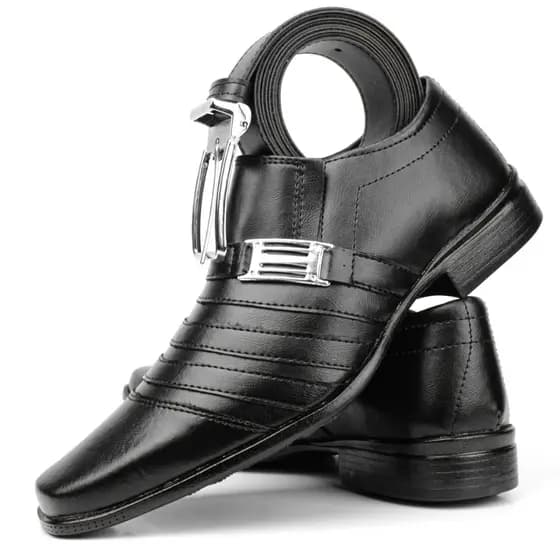 kit Sapato Social Masculino Preto + Cinto social