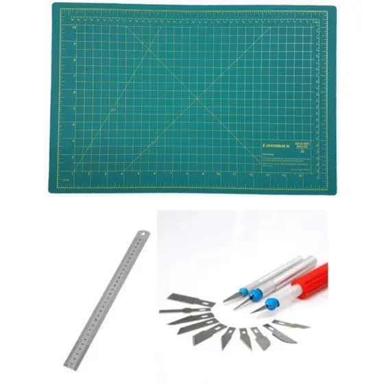 Base Corte A3 45x30cm + Estilete Bisturi 13 Pçs + Régua 30cm