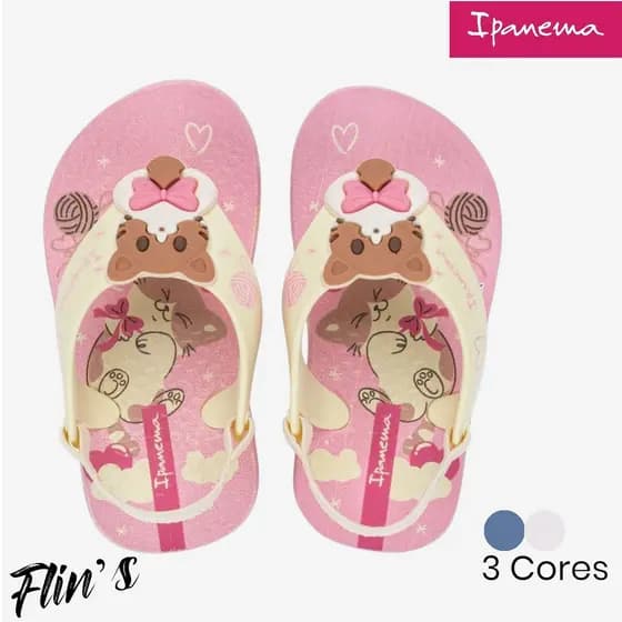 Sandália Bebê Ipanema Sporty Baby Gatinha Rosa Infantil Confortável Antiderrapante
