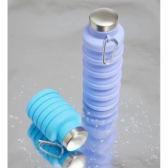Garrafa Dobrável de Silicone com tampa rosqueável 550ml