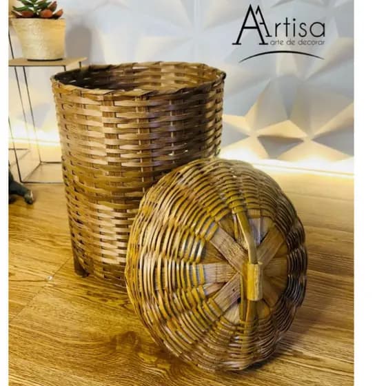 Lixeira Cesta Organizadora de bambu P 25x32