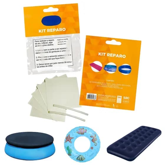 Kit Reparo Piscina Bóias Adesivo Prático Multiuso