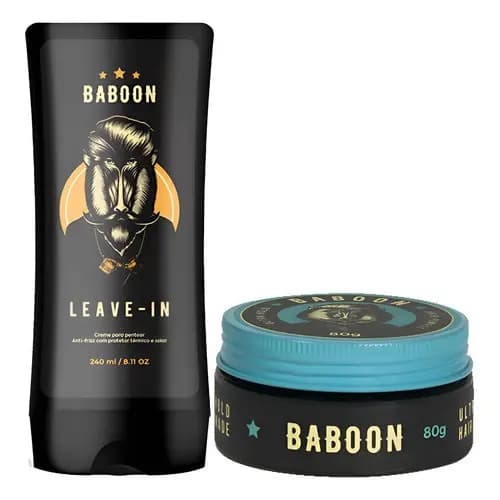 Kit Pomada De Cabelo Efeito Brilho + Creme De Pentear Baboon
