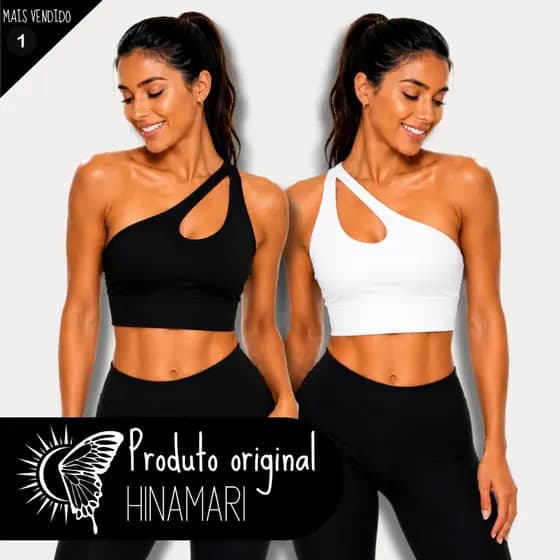 KIT 2 Top de Academia Top um Ombro Só com Bojo Removível Top Gota Fitness Suplex