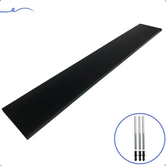 1 Prateleira Preta 100X15 Com Suporte Flutuante Mdf Organizadora Decoração Cozinha Quarto Banheiro