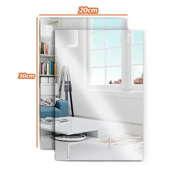 Kit 1/2 Espelhos Placa 30x20cm Adesivo Acrílico Retangular Decorativo Sala Banheiro Oferta Kolling Sell