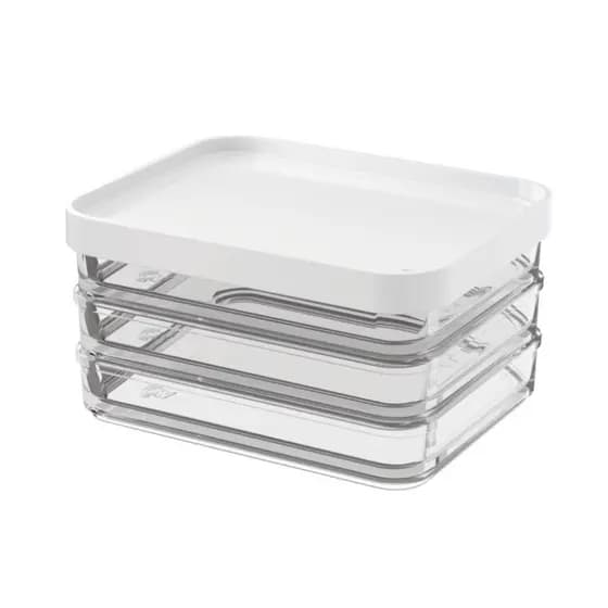 Porta Frios Em Trio De Poliestireno Com Tampa 840ml Clear Branco