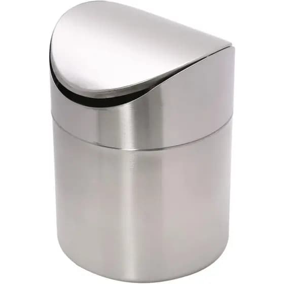 Lixeira De Aço Inox Pequena De Bancada Pia Basculante 16cm