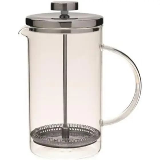 Cafeteira Prensa Francesa Inox 600ml Vidro Resistente E Alça