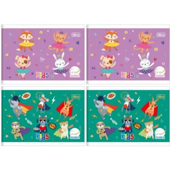 Cadernos de Caligrafia Orizontal capa Flex 1/4 200mm x 140mm 4 unidade Kids Tilibra