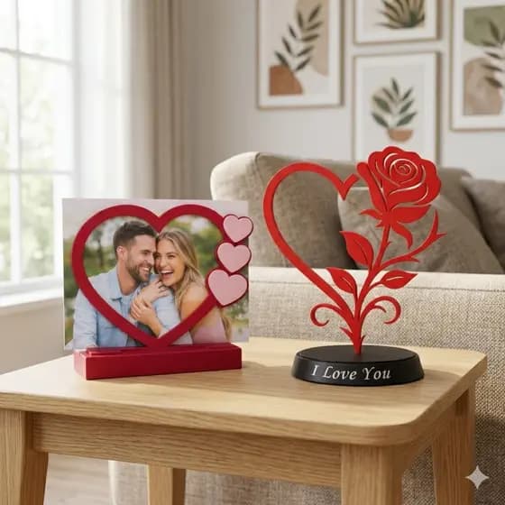 Kit Porta Retrato Coração Decorativa Presente Romântico Dia dos Namorados Decoração Quarto Casal