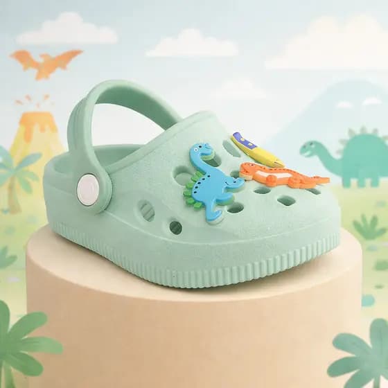 Sandália babuche infantil masculino menino bottons removíveis dinossauro brilha no escuro exclusivo