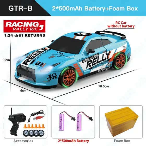Carro com luz LED para crianças, controle remoto 4WD, carros drift, corrida profissional