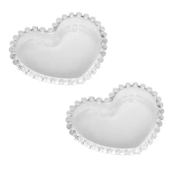 Jogo 2 Pratos Pequenos Coração Cristal De Chumbo Pearl Wolff 13cm Ideal Para Entradas E Mimos