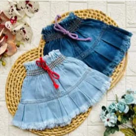 Saia Jeans Infantil - Saia Jeans Babado - Diversos Tamanhos