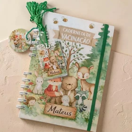 Caderneta de Vacina tema Bosque encantado/Caderneta de Vacina Personalizada/Caderneta Bosque