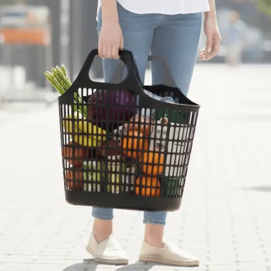Sacola Multiuso Bolsa de Praia Piscina Mercado Feira Plástico Resistente 13 Litros Branco Preto