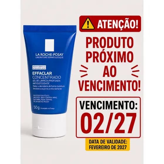 Effaclar Concentrado La Roche-Posay Gel de Limpeza Facial 50g | Validade 02/2027