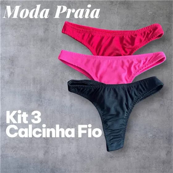KIT 3 Calcinha Niquini Asa Delta Fio Praia Moda Feminina Forro Duplo