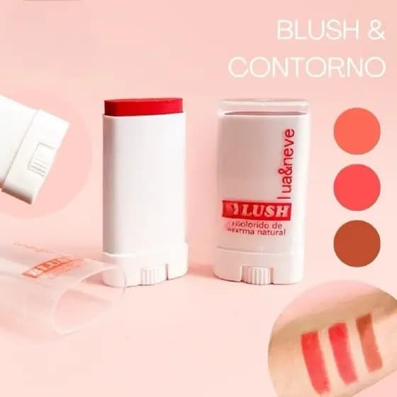 Blush em Bastão Stick Efeito Natural Fácil de Aplicar Rotativo em 3 Cores - Lua&Neve