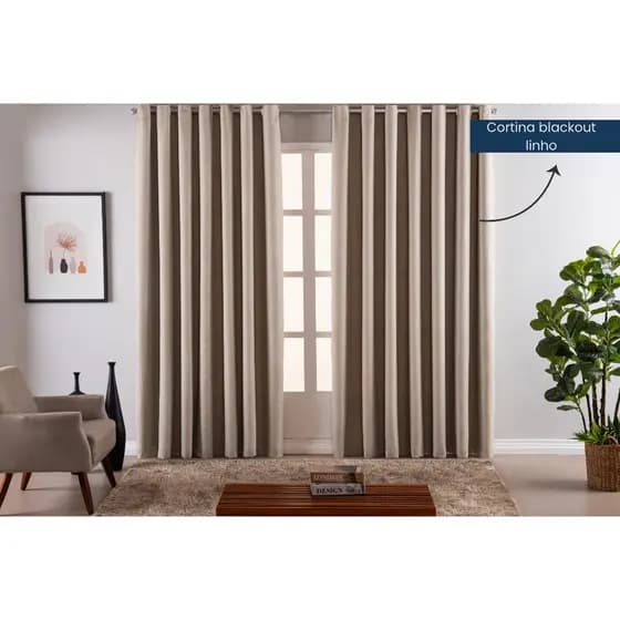 Cortina Blackout Voil Gaze De Linho Blecaute 3,00 metros x 2,30 / 2,50 / 2,60 / 2,70 / 2,80 Corta Luz