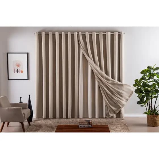 Cortina Blackout Voil Gaze De Linho 5,00 metros x 2,30 / 2,50 / 2,60 / 2,70 / 2,80 Blecaute