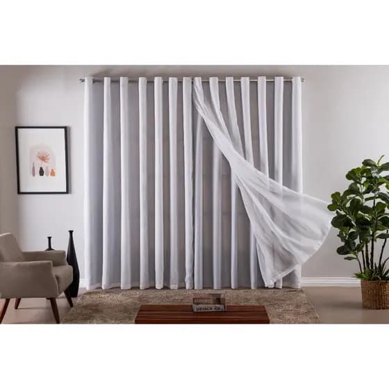 Cortina Voil Gaze De Linho 3,00 x / 2,40 / 2,50/ 2,60/ 2,70 /2,80 C/forro Blackout Original