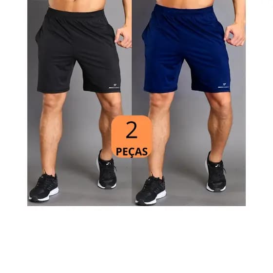 Kit 2 Shorts Esportivo Masculino Leve Com bolso Treino Bermuda