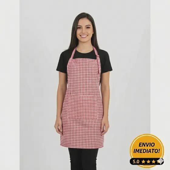 Avental de cozinha xadrez vermelho e branco / restaurante / lanchonete / cozinha /Oxford