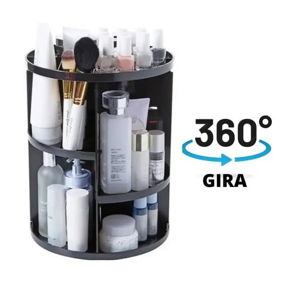 Organizador Giratório porta Maquiagem,Cosméticos e acessórios-acrílico Preto 360 graus (Preto e Branco Envio aleatório..