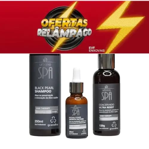 Grandha Kit Spa Black completo Fator de Crescimento Capilar Urbano solução para tratamentos de queda