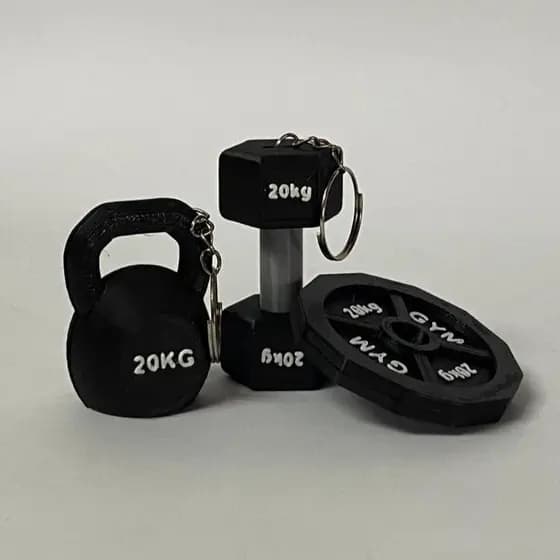Kit Chaveiros de Academia - Anilha, Halter e KettleBell