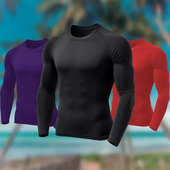 Kit com 3 Camisetas Masculinas Proteção UV Tecido Gelado Térmica