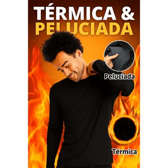 Camiseta Térmica Slim Fit com Pelúcia Proteção Contra o Frio Segunda Pele