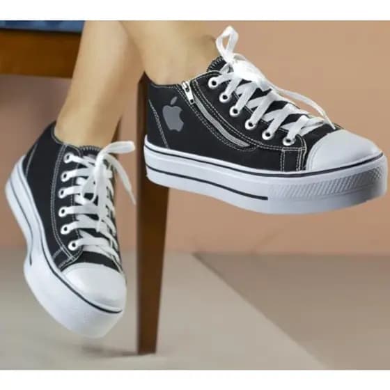 Tenis Feminino Plataforma Via Apple Preto 2022