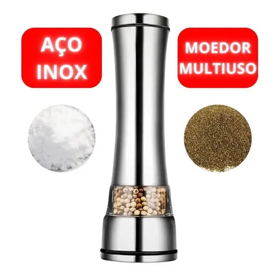 Moedor e Triturador Temperos Sal Pimenta Moagem Gourmet Inox Unidade