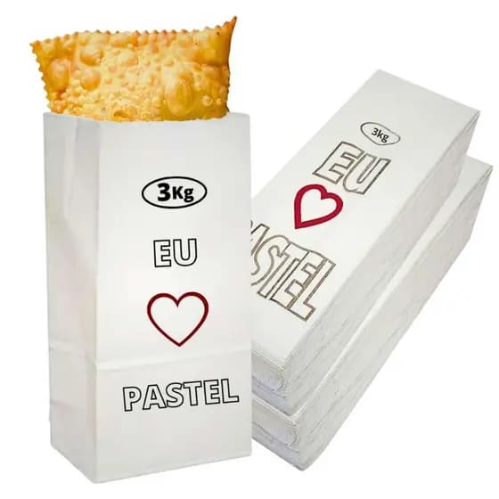 Embalagem Saco Pastel Kraft Branco Resistente Pacote Com 500 Unidades
