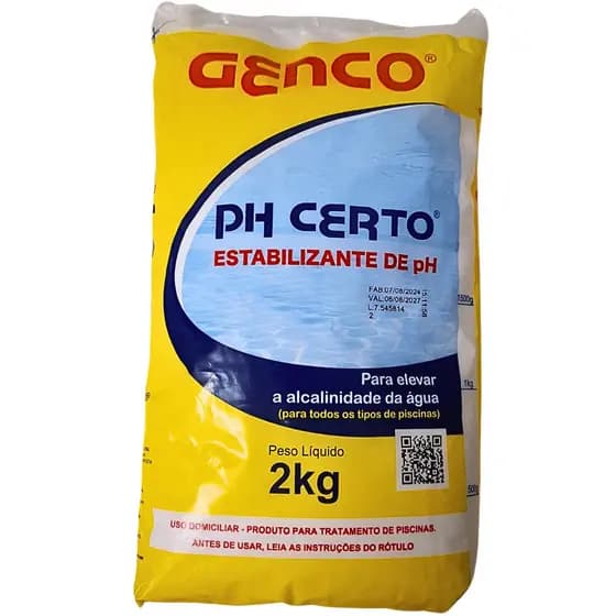 Estabilizante De Ph Certo 2kg Elevar Alcalinidade Da Água Piscina Tratamento