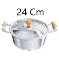 Panela de Alumínio Batido e Fundido N. 24 Centímetros C/ Tampa Alça de MADEIRA 3,6 litros