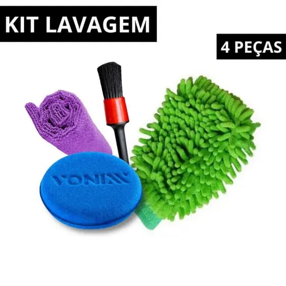 Kit Limpeza Completa para Carros – Luva Microfibra + Pincel + Pano Microfibra e Aplicador