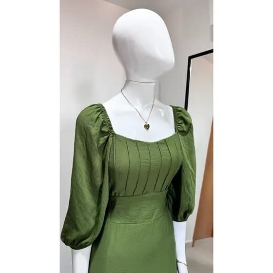 Vestido Moda Modesta Duas Formas de Usar / Vestido Midi Com Manga Princesa