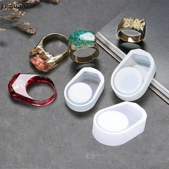 Luguafu Anel Geométrico Molde De Silicone DIY Fazendo Jóias Artesanato Resina Epóxi Suprimentos BR