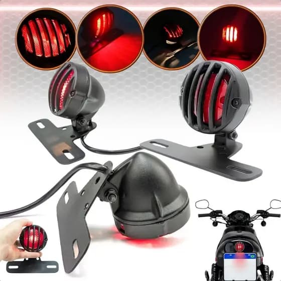 Lanterna Traseira Suporte Custom Moto Universal Placa De Led