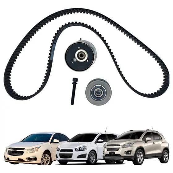 Kit de Correia Dentada + Polia + Tensor Genuino VW Compatível com Chevrolet Cruze Sonic Tracker