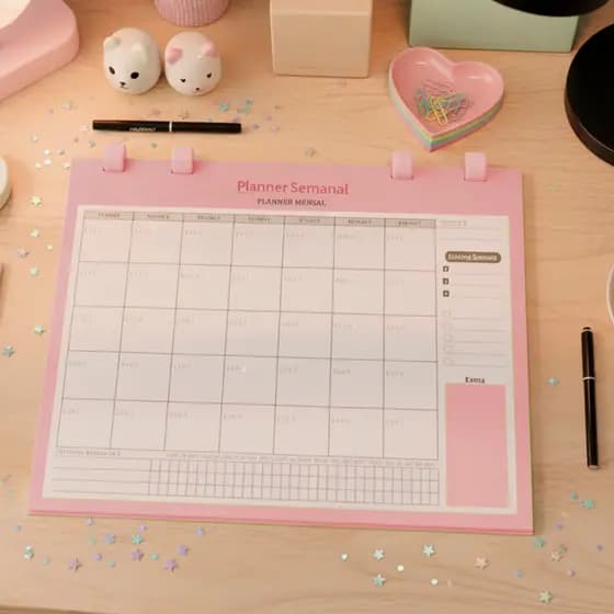 Caderno agenda planner mensal semanal organização vida estudante trabalhador executivo