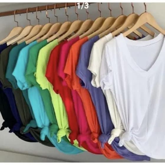 Blusa Feminina Gola V - Camiseta Podrinha - Blusa Podrinha Gola V Manga Curta Lisa - Camiseta feminina Gola V