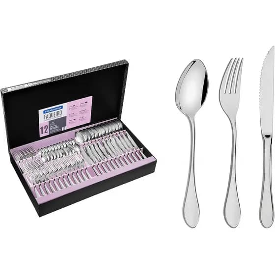 Faqueiro Tramontina Inox C/ Facas P/ Churrasco Italy 72 Pç