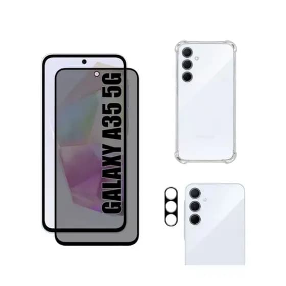 Kit Para Samsung A35 Película Privacidade + Capa Capinha Anti Shock+Pelicula Camera 3D