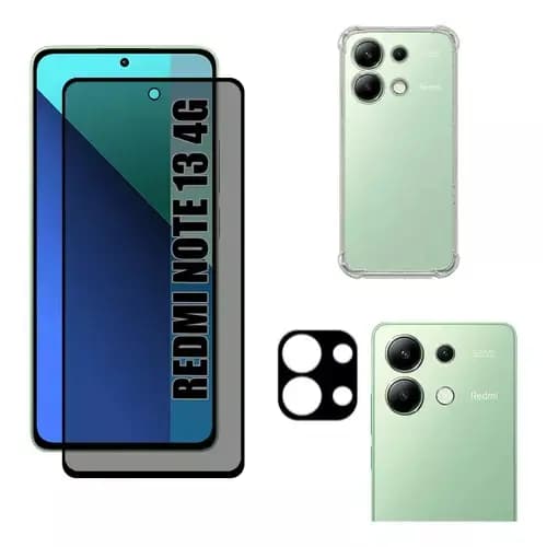 Kit Para Xiaomi Note 13 4G Película Privacidade + Capa Capinha Anti Shock+Pelicula Camera 3D