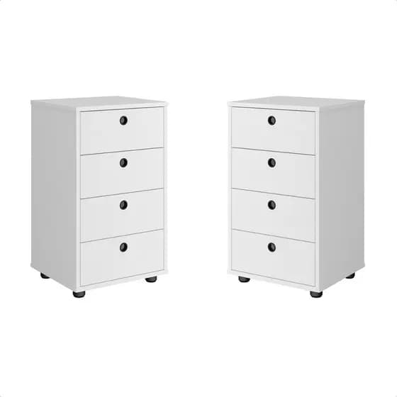 Kit 2 Mesas Cabeceira Classic Gaveteiro Organizador Jogo Quarto Decoração Multiuso Escritório